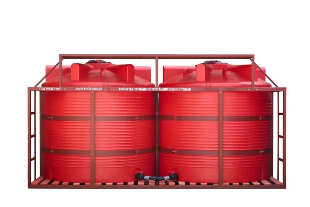 Кассета для перевозки ЖКУ с трапом и системой "КАСКАД" 2*5000 Пластерра PT KAS (11000 л.) вертикальный (4120x2080x2120см;красный) - арт.561543