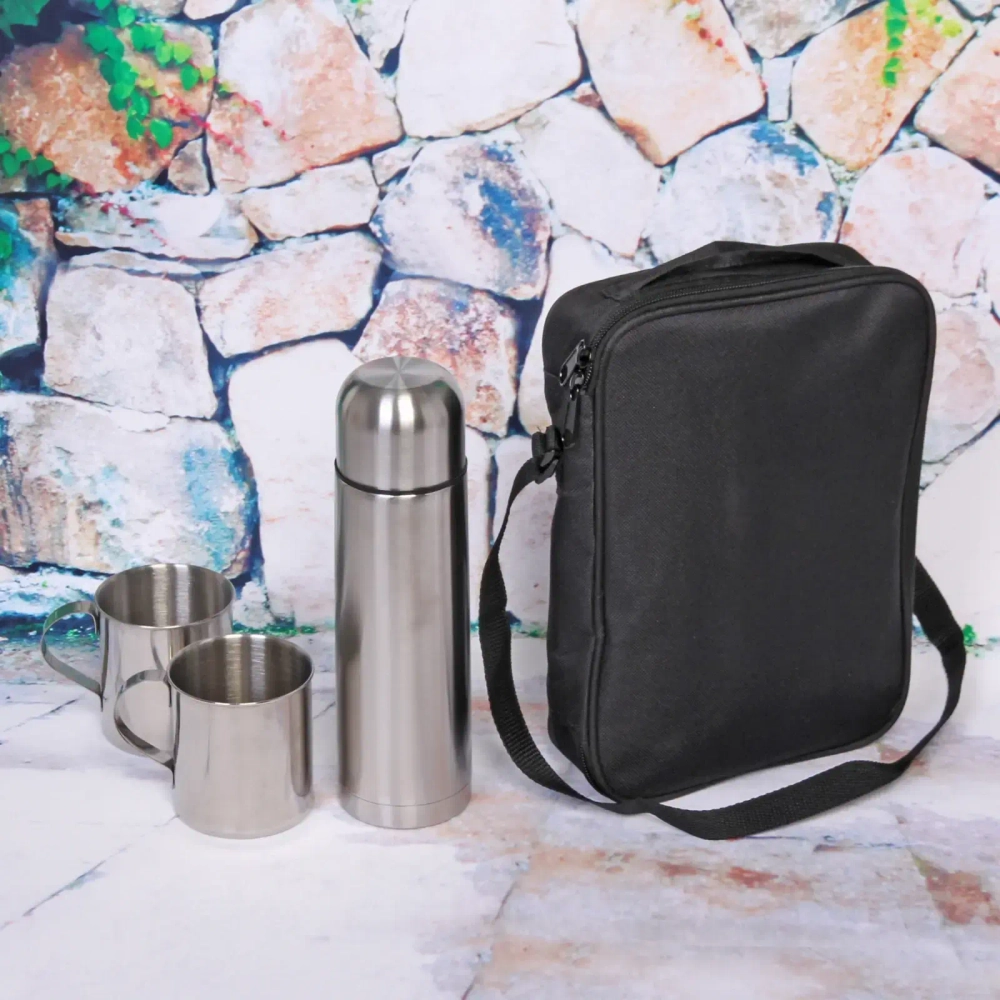Набор походный 3предмета в сумке (Термос 500мл+2кружки 300мл металл)