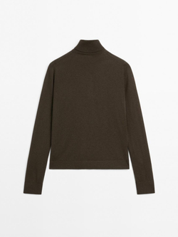 Massimo Dutti Свитер из смесовой шерсти с высоким воротником, зеленоватый