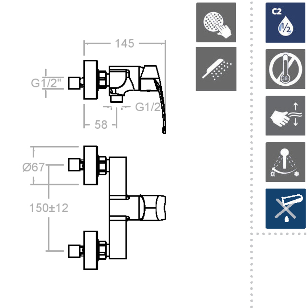 Смеситель для душа с душевым комплектом NEW FLY 570802T1