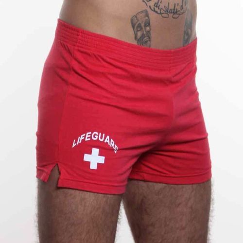 Мужские шорты  спортивные красные Andrew Christian Lifeguard Shorts