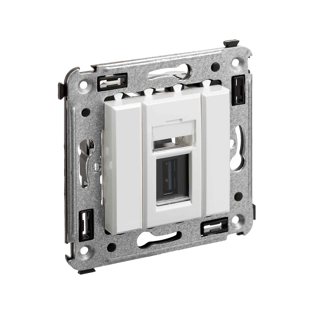 USB 3.0 розетка одинарная в стену, тип А-А, "Avanti", "Белое облако"