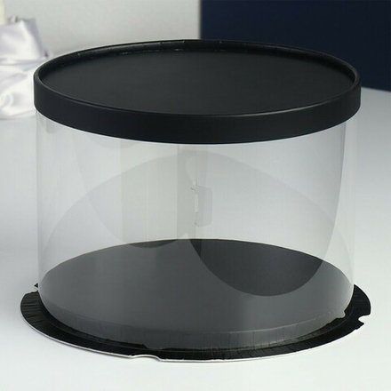 Коробка - Тубус под торт "Черная", 22 × 22 × 16 см