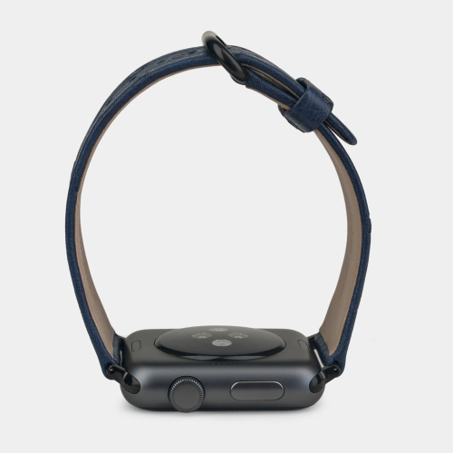 Ремешок для Apple Watch 44/45/46 mm из кожи страуса, синего цвета