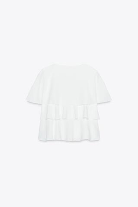 ZARA ТОП-КЕЙП С ВОЛАНАМИ, БЕЛЫЙ