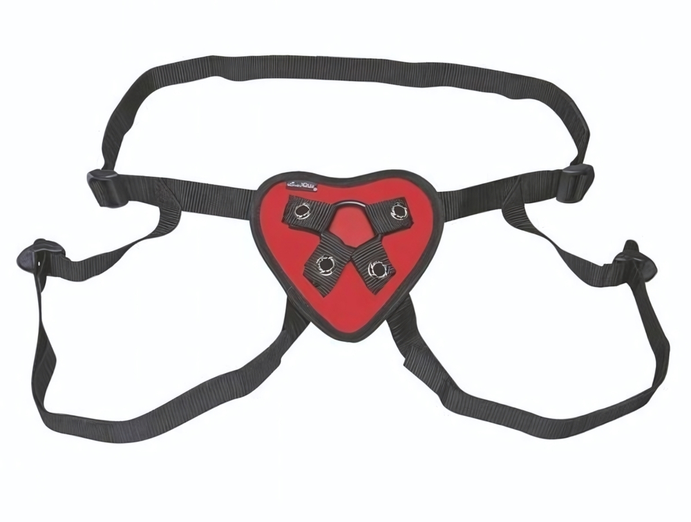 Красно-черные трусики-джоки с фиксацией насадки кольцом (Размер: S-M-L) (Цвет: красный с черным)