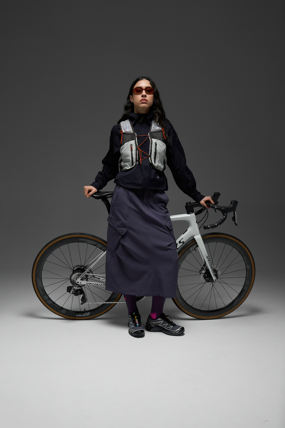 Юбка Nothomme Blue Raised-Knit Slant-Pocket Work Skirt "Gray Purple"