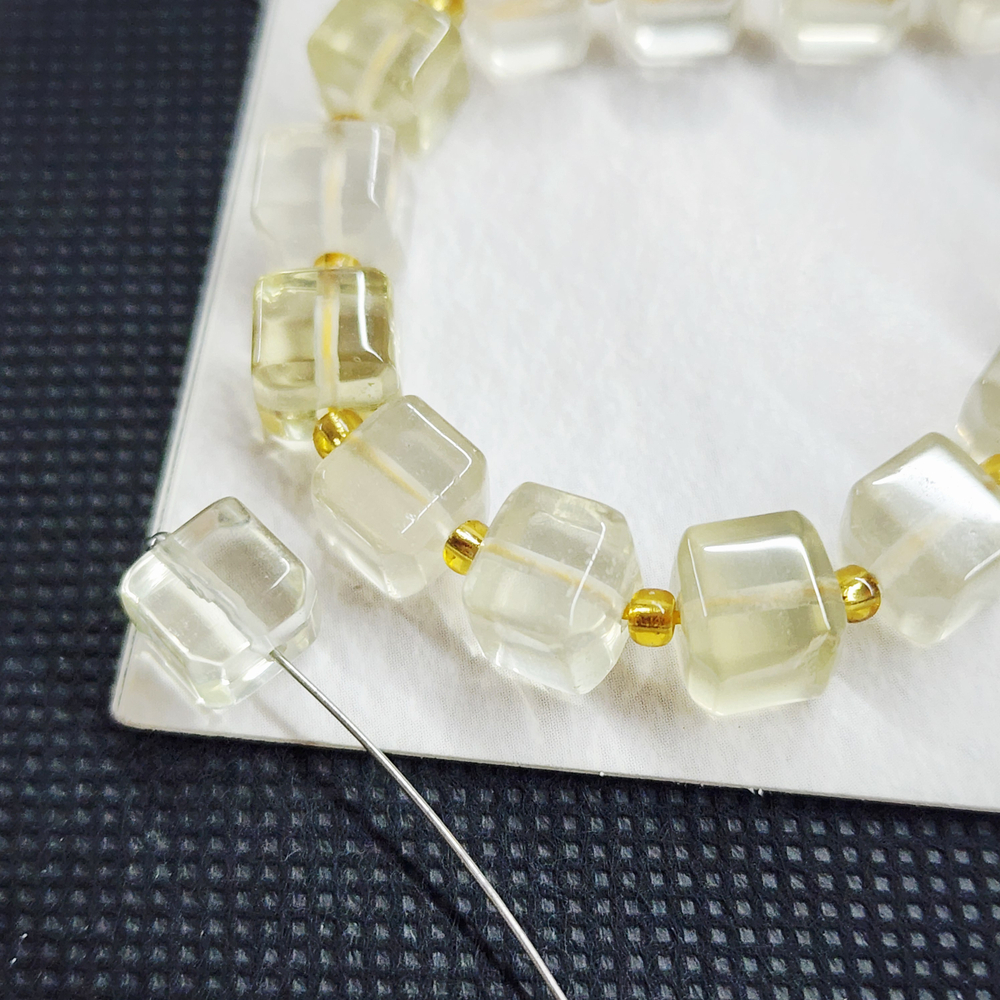 Кварц лимонный, бусина кубик 8мм, штучно