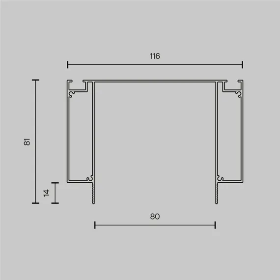 Алюминиевый профиль ниши скрытого монтажа для ГКЛ потолка Technical alm-11681-pl-w-2m