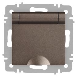 Розетка Intro Accent 6-203-08 с заземлением 2P+E Schuko с крышкой 16А-250В IP20 СУ AL/CU бронза | Intro