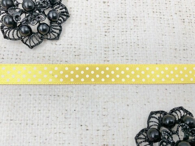 Лента атласная горох, ш. 1 см, св. жёлтый
