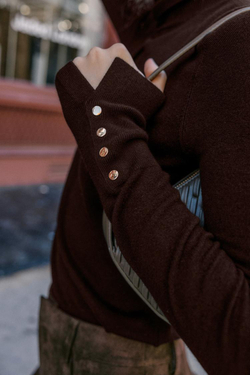 ZARA БАЗОВЫЙ ТРИКОТАЖНЫЙ ДЖЕМПЕР С ВЫСОКИМ ВОРОТНИКОМ, ШОКОЛАДНЫЙ