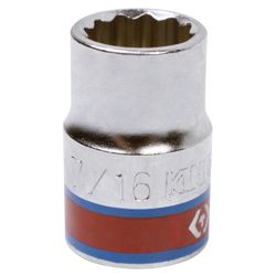 KING TONY (333014S) Головка торцевая стандартная двенадцатигранная 3/8", дюймовая 7/16"
