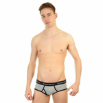 Мужские трусы-брифы с низкой посадкой и черной резинкой (Размер: XL) (Цвет: серый)