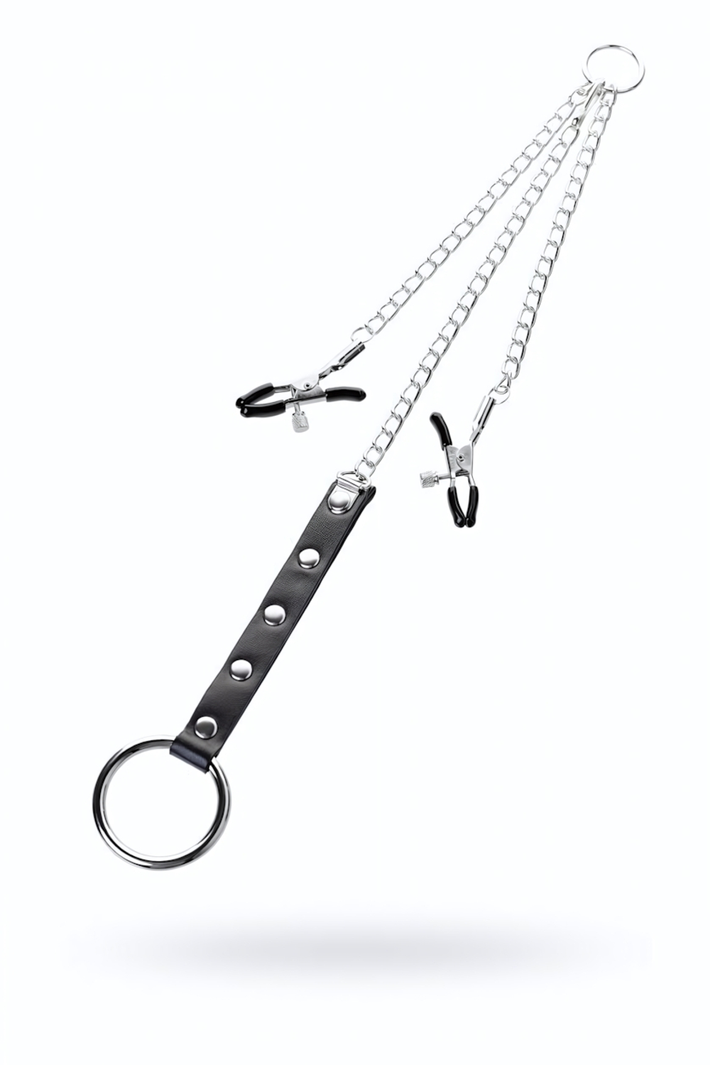 Зажимы для сосков с кольцом для пениса серебристые