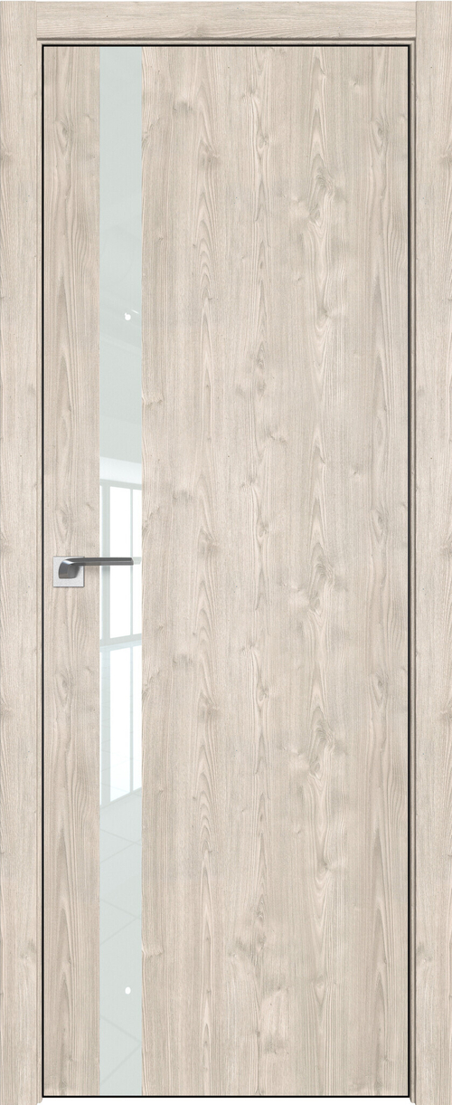 [ТОВАРА НЕТ В НАЛИЧИИ] Дверь межкомнатная Профиль Дорс 6 ZN (кромка алюминиевая матовая), цвет светлый каштан, полипропилен, стекло белый лак