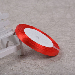 Лента атласная 6 мм  (23 метра, цвет №26  красный)