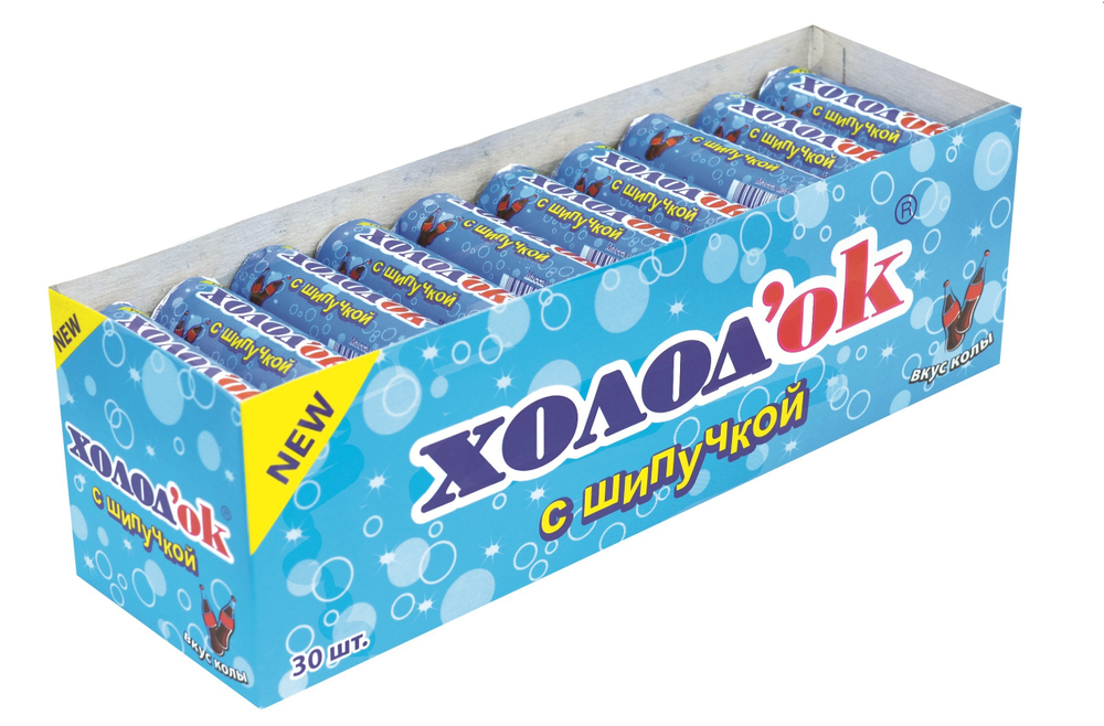 Конфеты таблетированные "Холодок" со вкусом Колы (с шипучкой), в стике; 24*30шт*15гр.