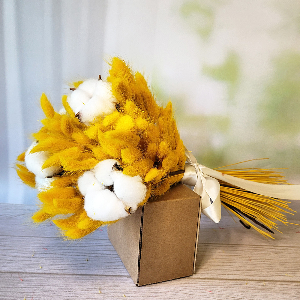 Букет сухоцветов из хлопка лагуруса желтого