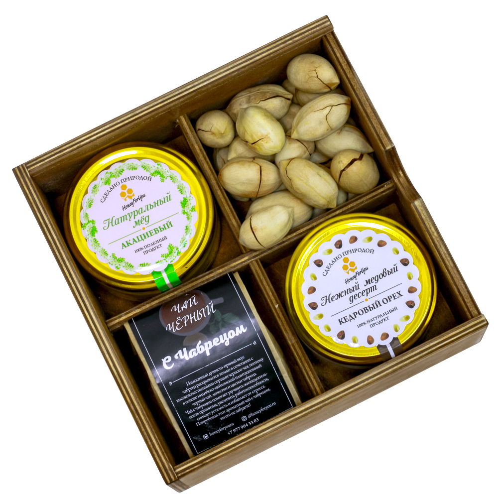 Подарочный набор HoneyForYou "Мед, чай, пекан"