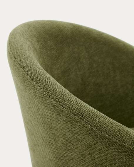 Крутящийся стул Marvin из зеленой синели с ножками из ясеня