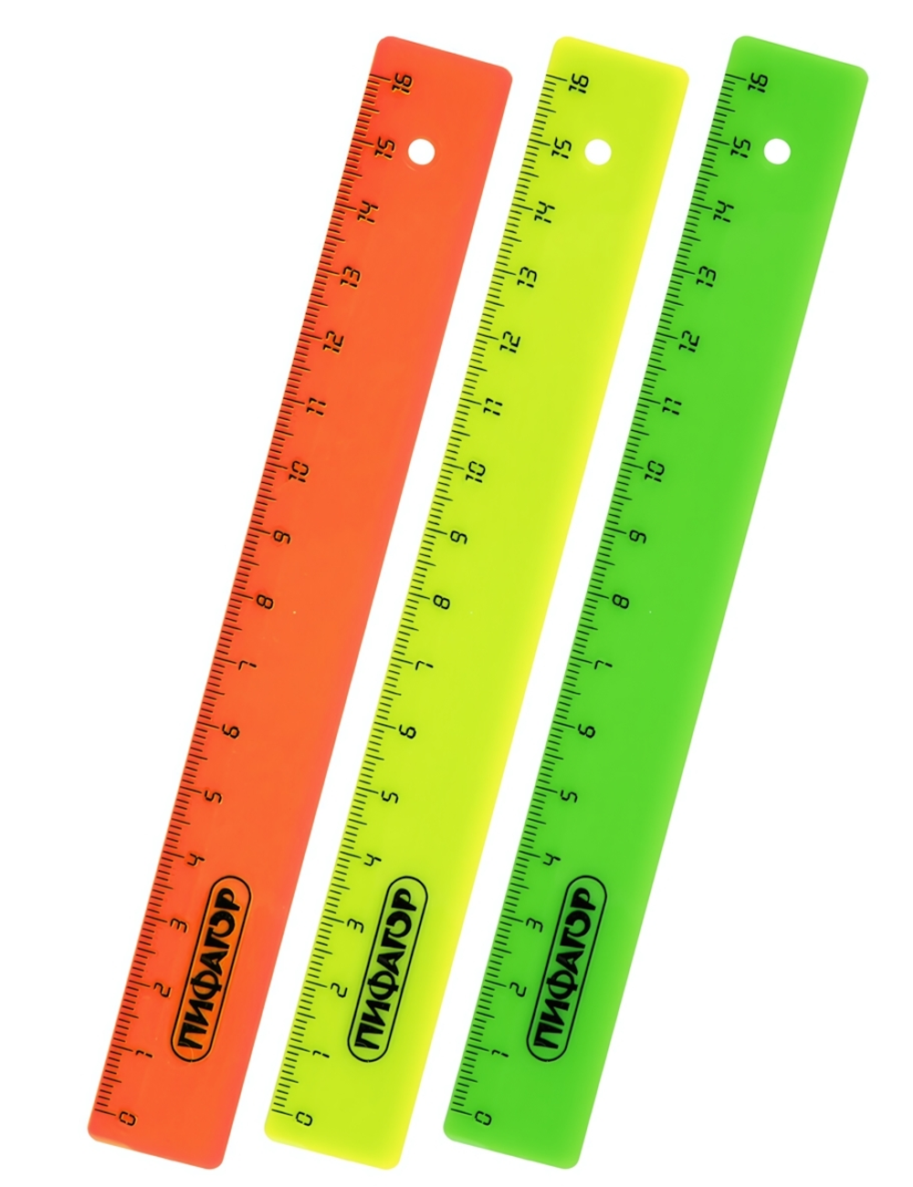 Линейка пластик 16см. неоновая, цвета ассорти (ПИФАГОР)