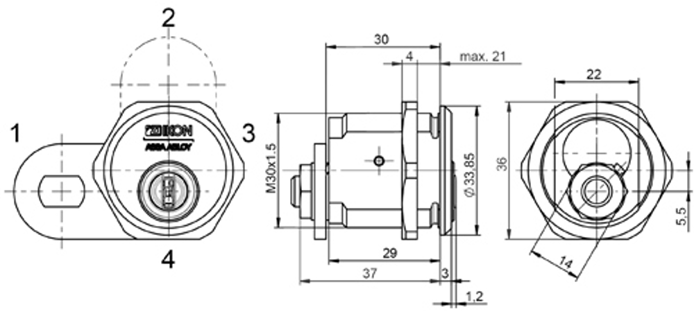 Цилиндр с запорным рычагом eCLIQ N320,AUS=1