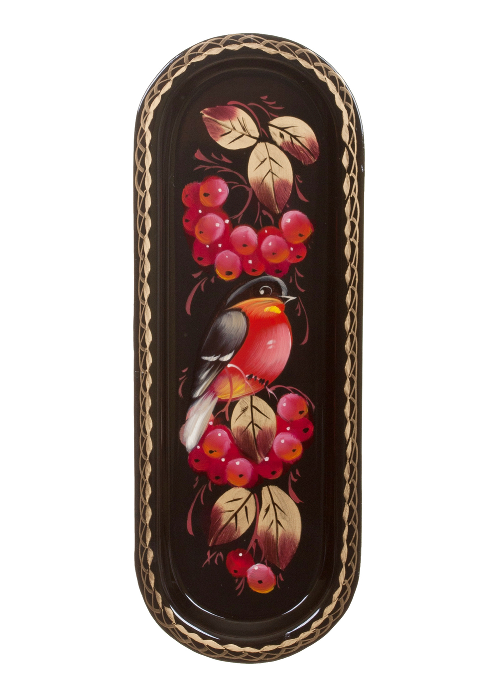 Жостовский поднос декоративный, размер 21х8 см (A4), металлический