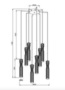 Люстра подвесная 8*Е14 2184/05/08P бронза Monne Stilfort