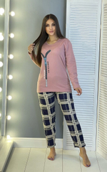 Пижама женская штаны+футб д/р (фланель) П0008 норма