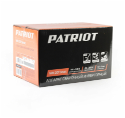 Аппарат сварочный PATRIOT WM 201 Smart /MMA /200 А/ 8,3 кВт/ ПВ 60%/ работа от 140 В