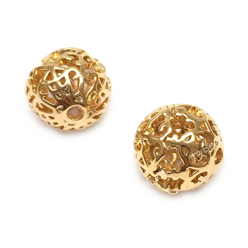 Бусины для украшений "Узор" 10 мм, позолота