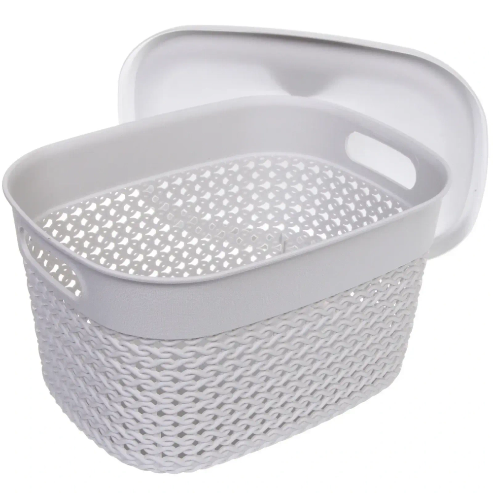 Корзина для хранения с крышкой «МАРСИ», цвет серый, 27*21*15,5см