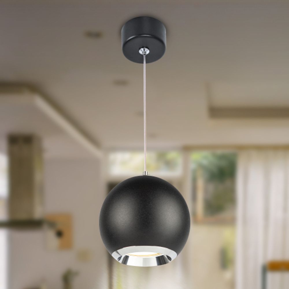 Светильник подвесной ЭРА PL32 BK/CH под лампу MR16 GU10 черный/хром | Подвесные светильники