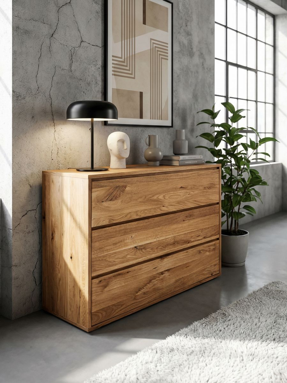 Комод Дольче Вита, 105х45х82, для одежды и игрушек, с 3 ящиками, из массива дуба, MAKOSA