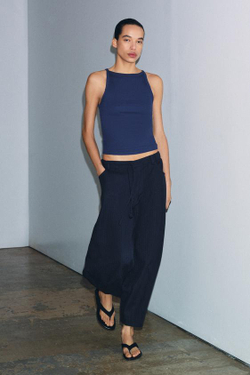 ZARA БРЮКИ ИЗ ТКАНИ «ЁЛОЧКА» — ZW COLLECTION, МОРСКОЙ СИНИЙ