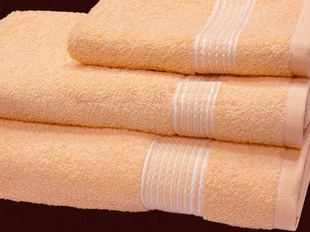 Комплект из 3 махровых (100% хлопок) полотенец 30*60+50*90+70*130 см. (цвет персиковый, арт. 305)