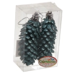 Ёлочные игрушки «Таинственное очарование» Шишки блестящие 9 см (набор 2 шт), темный нефрит