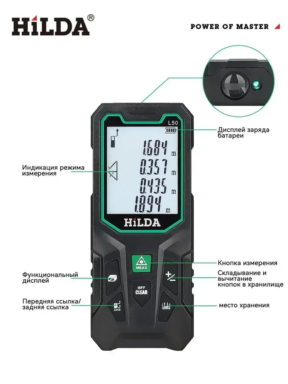 Лазерный дальномер , Зелёный свет,50м 2.0 мм,Доступно на открытом воздухе