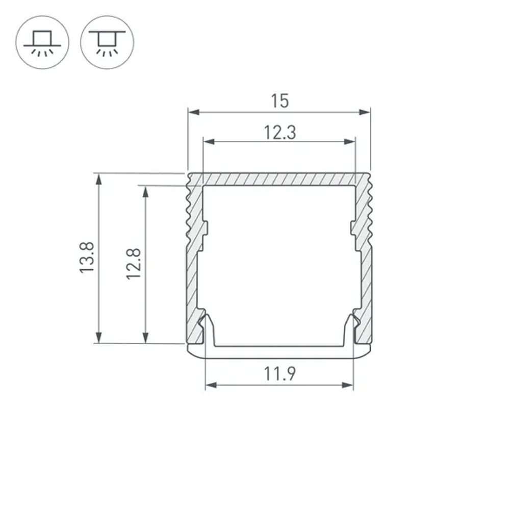 Профиль SL-MINI-15-3000 ANOD (Arlight, Алюминий) 061608