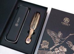 S-HEART-S Подарочный набор с расческой PREMIUM и чехлом (Золото с длинной ручкой)