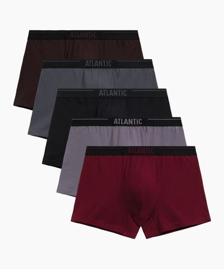 Трусы мужские боксеры (5шт) Atlantic 5SMH-004, хлопок, коричневый + графитовый + черный + фиолетово-серый + каберне