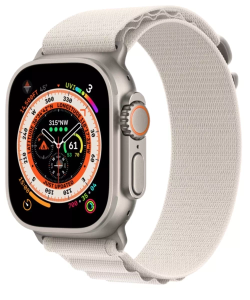 Apple Watch Ultra, 49 мм, корпус из титана, ремешок Alpine цвета «сияющая звезда»