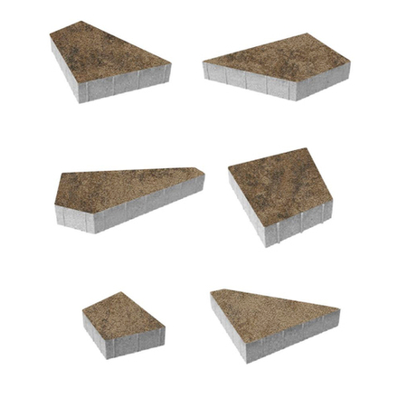 Тротуарная плитка ОРИГАМИ - Листопад гранит Старый замок, комплект из 6 видов плит