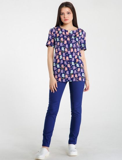 Блуза женская Z14-1444 (принт котята/лайм)