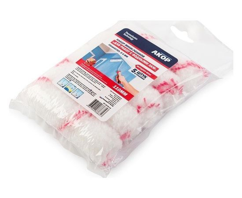 Сменный набор мини-роликов для малярного валика "Для работ с Водными ЛКМ"  110мм, SB 2шт, АКОР