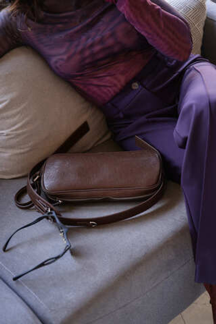 Сумка женская КОРИЧНЕВЫЙ Нат.кожа Текстиль