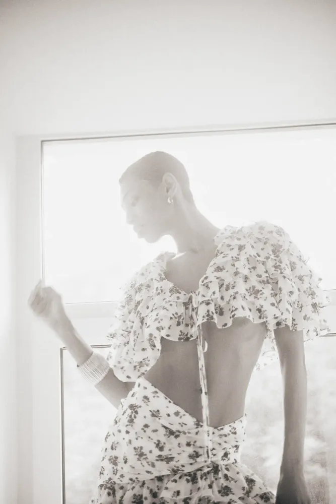 Lissa maxi, юбка макси из молочного шифона с цветочным принтом