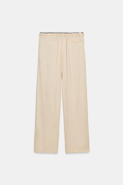 ZARA ЖАККАРДОВЫЕ БРЮКИ В ПИЖАМНОМ СТИЛЕ — ZW COLLECTION, ЭКРЮ