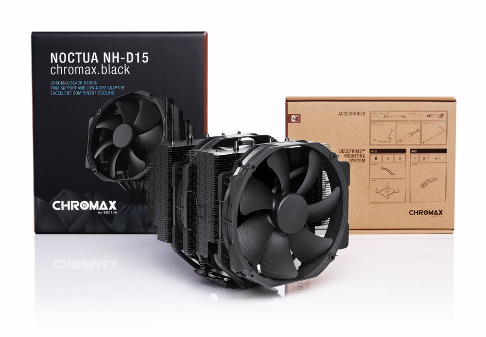 Кулер для процессора Noctua NH-D15 chromax.black (NH-D15 chromax.black) LGA 1700/1200/115X/2011/-3/2066/AM4/AM5 TDP 183Вт Black RTL